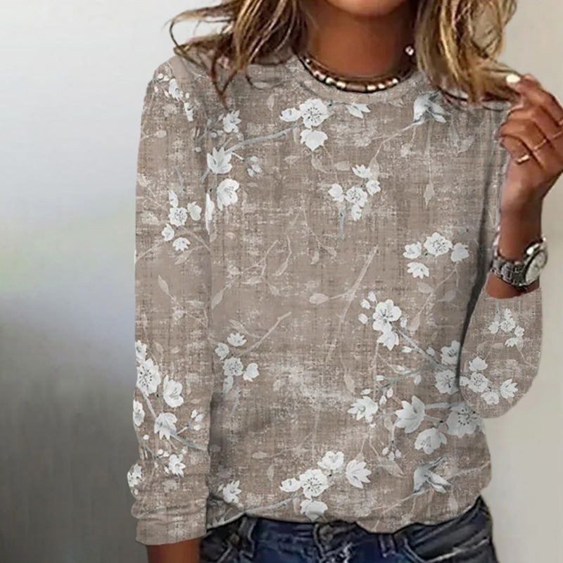 Quinlai | Dames Bloemenprint Ronde Hals Pullover | Lange Mouwen