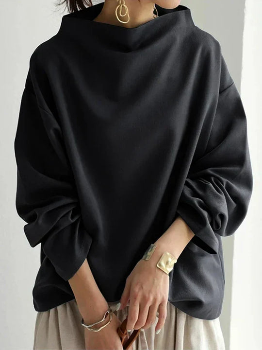 Ludmillan | Elegante Dames-Pullover-Shirt | Zwart