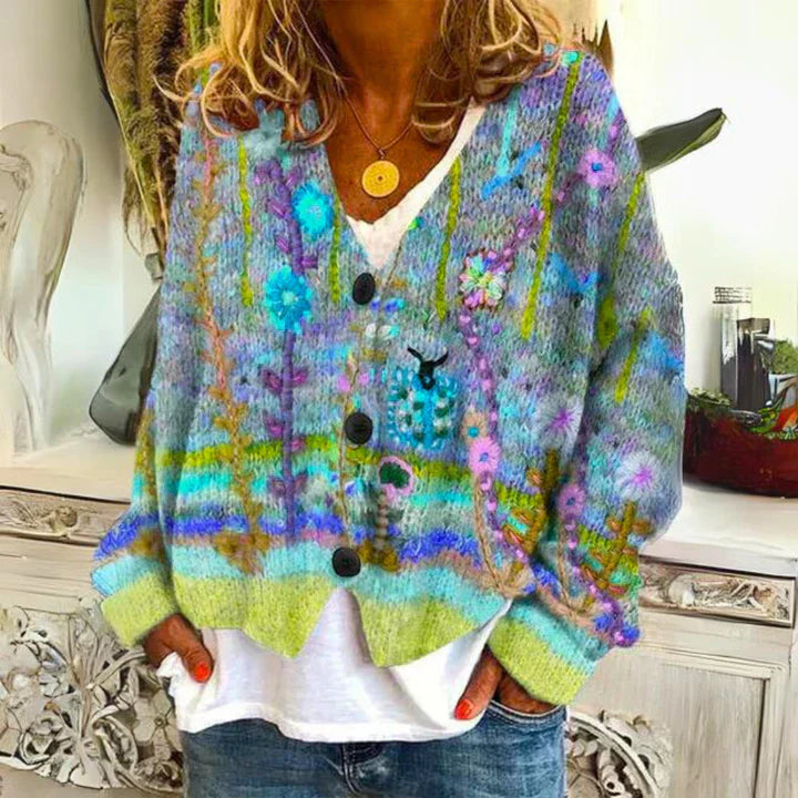 Estelle | Dames Bloemen Knop Dons Vest | Warm