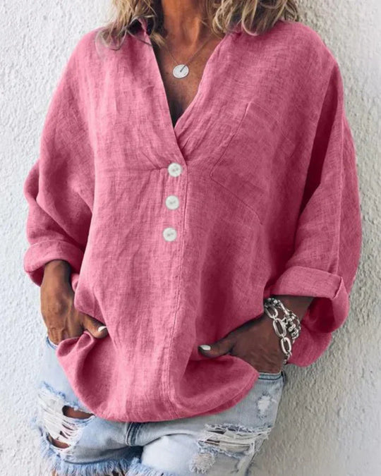 Io | Casual blouse met knoopdetails