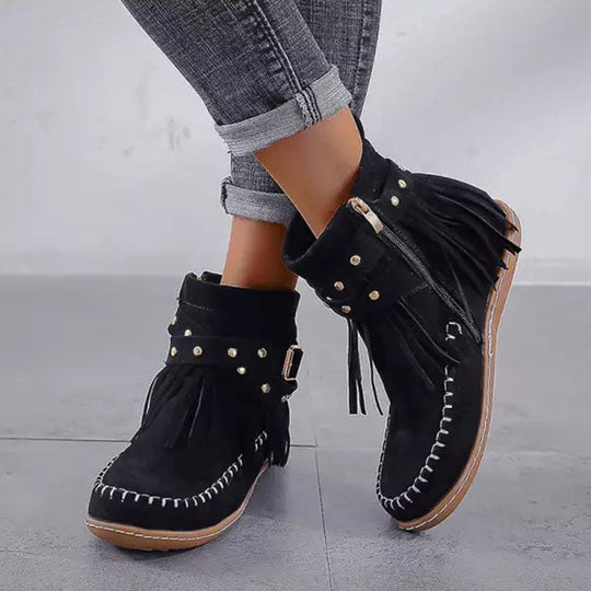 Luxxe | Dames Vintage Warme Laarzen met Fringe
