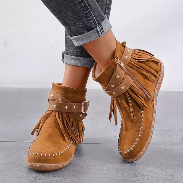 Luxxe | Dames Vintage Warme Laarzen met Fringe