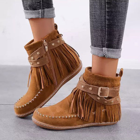 Luxxe | Dames Vintage Warme Laarzen met Fringe