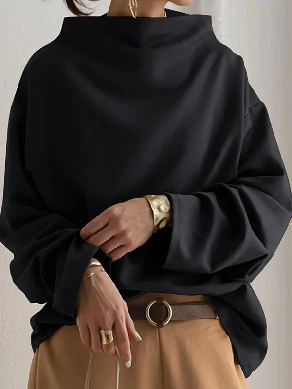 Ludmillan | Elegante Dames-Pullover-Shirt | Zwart