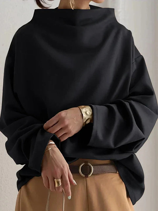 Ludmillan | Elegante Dames-Pullover-Shirt | Zwart