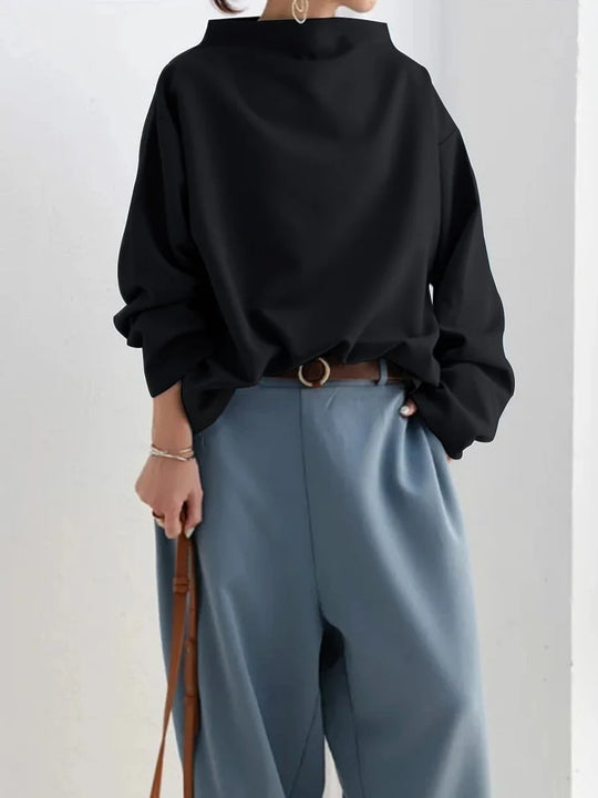 Ludmillan | Elegante Dames-Pullover-Shirt | Zwart