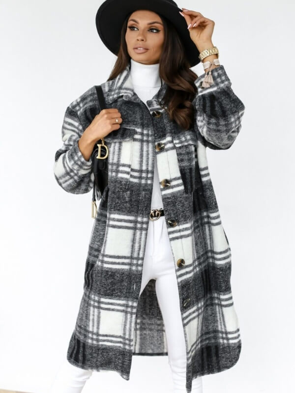 Isabeau | Elegante geruite lange jas voor dames