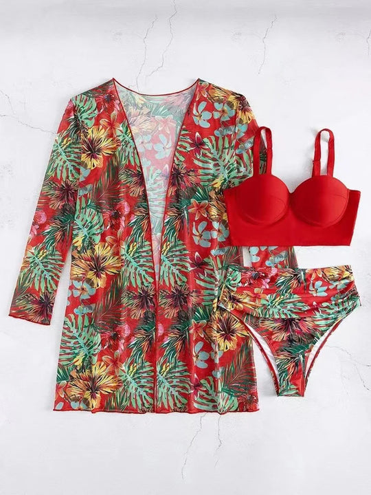 Lesly | Tropisch Driedelig Bikini Set