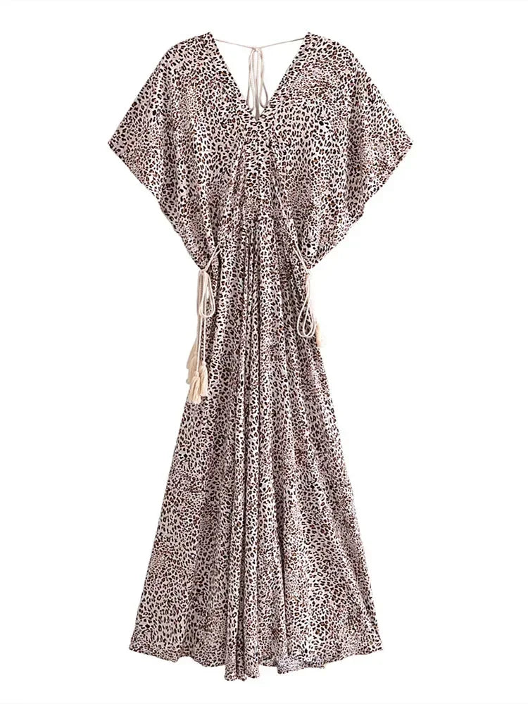 Noelle | Boho Pauwenprint Maxi Jurk