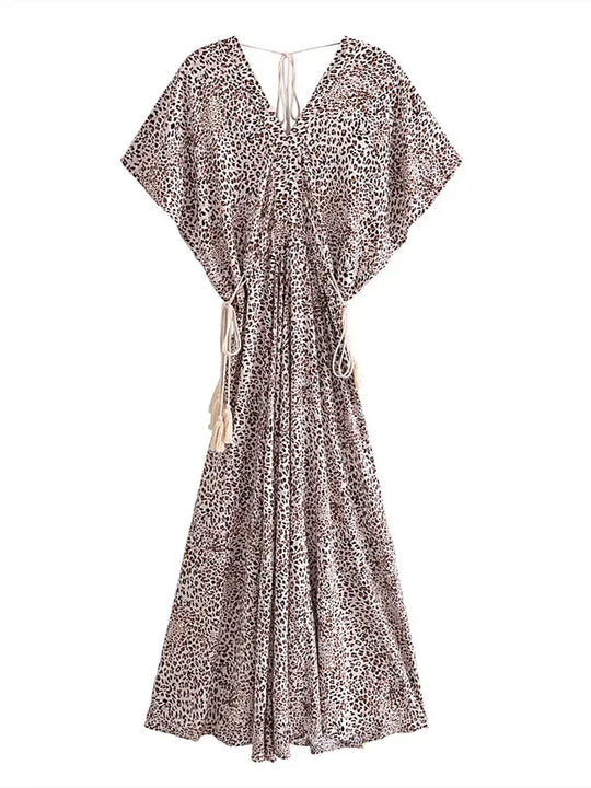Noelle | Boho Pauwenprint Maxi Jurk