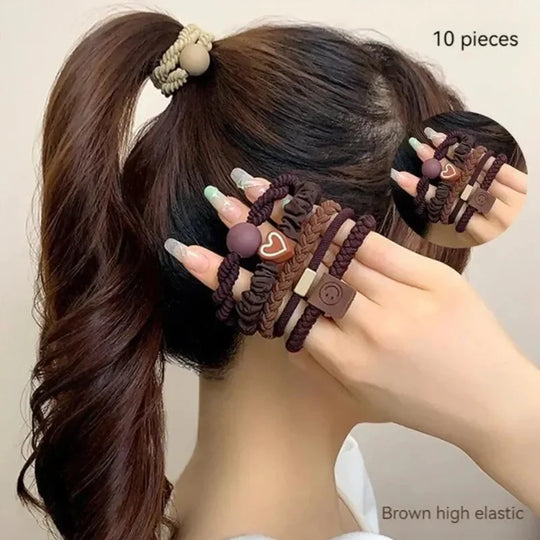 10-delige Set Elastische Haarbanden – Robuust & Stijlvol