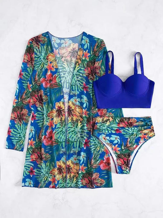 Lesly | Tropisch Driedelig Bikini Set