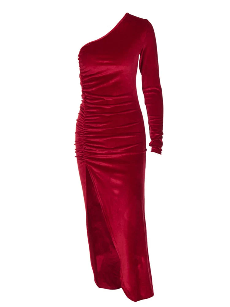Marlowe | Elegantes Samt-Midikleid met Schlitz