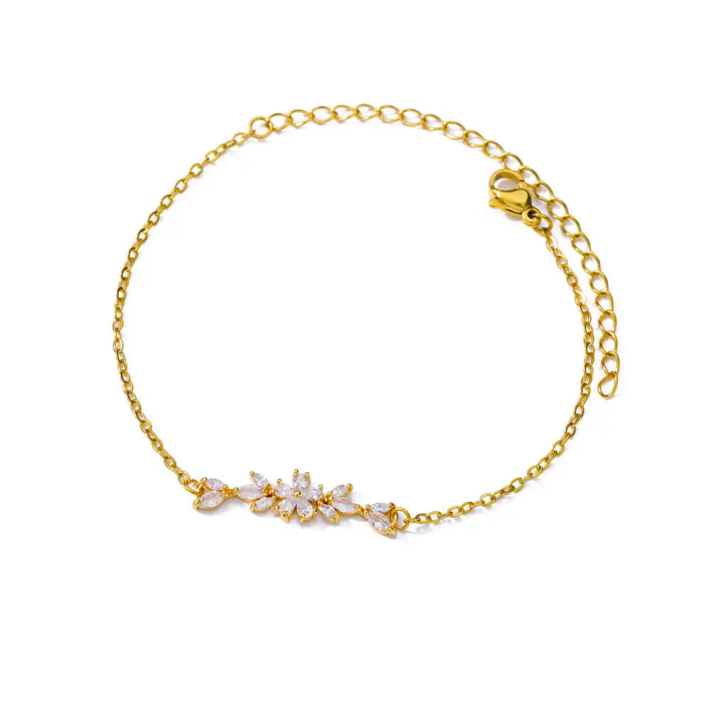 Lavinia | Gouden Bloemenarmband