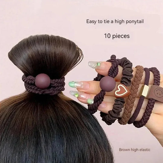 10-delige Set Elastische Haarbanden – Robuust & Stijlvol