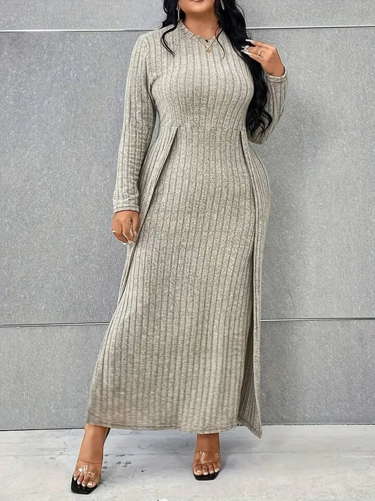 Albana - Plus Size Gebreide Jurk met Zijsplit