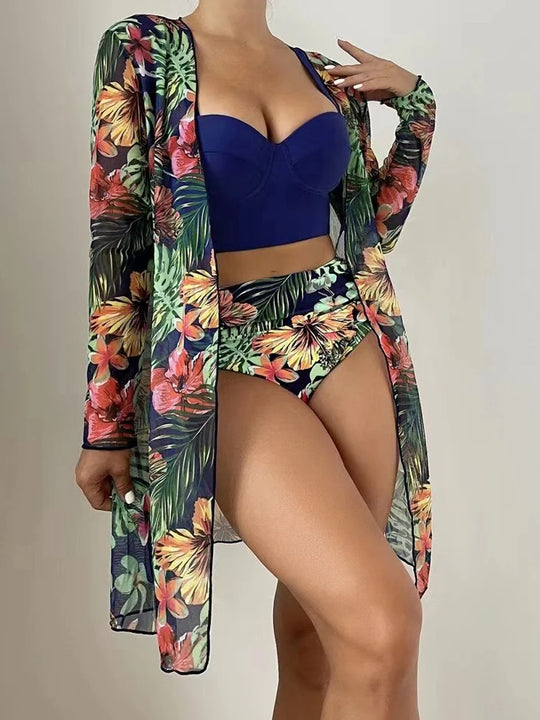 Lesly | Tropisch Driedelig Bikini Set