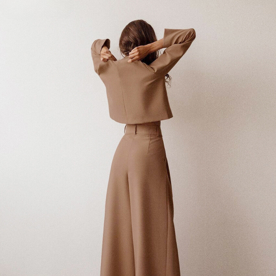 Ulrike | Elegante dames tweedelige set met wijd gesneden broek