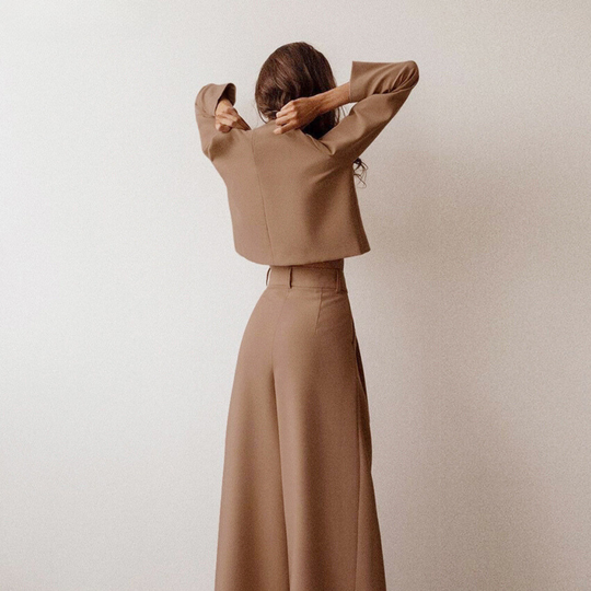 Ulrike | Elegante dames tweedelige set met wijd gesneden broek