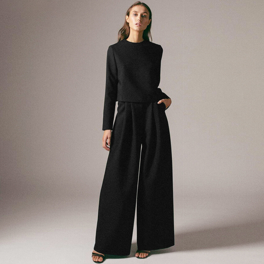 Ulrike | Elegante dames tweedelige set met wijd gesneden broek