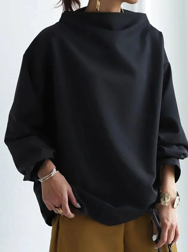Ludmillan | Elegante Dames-Pullover-Shirt | Zwart