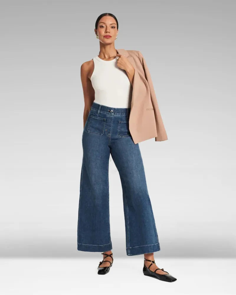 Trina | Damesjeans met wijde pijpen