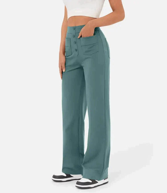 Nica | Stijlvolle High-Waist-broek met knoopdetail