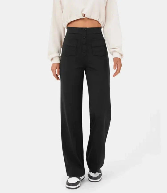 Nica | Stijlvolle High-Waist-broek met knoopdetail