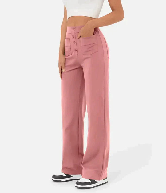 Nica | Stijlvolle High-Waist-broek met knoopdetail