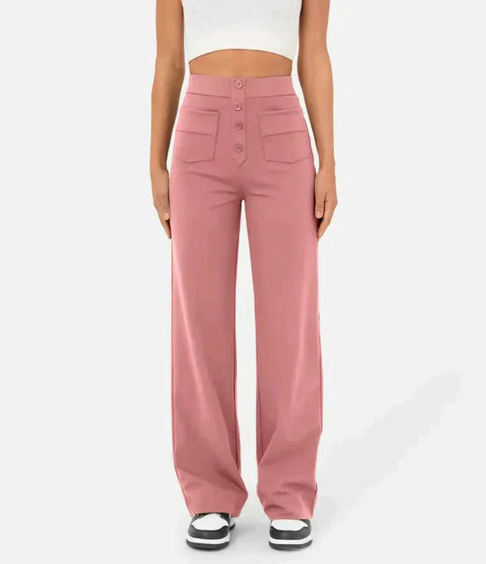 Nica | Stijlvolle High-Waist-broek met knoopdetail