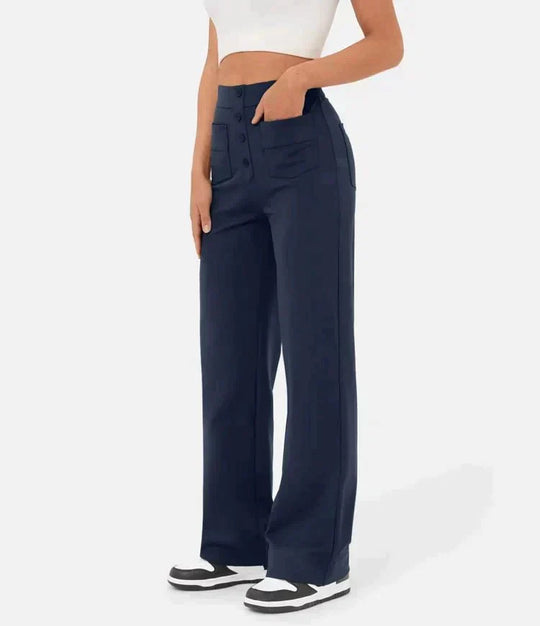 Nica | Stijlvolle High-Waist-broek met knoopdetail