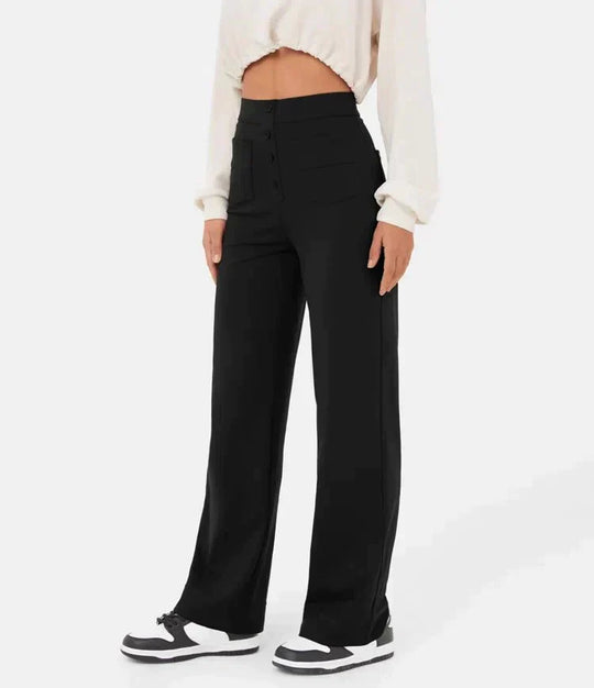 Nica | Stijlvolle High-Waist-broek met knoopdetail