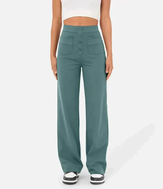 Nica | Stijlvolle High-Waist-broek met knoopdetail