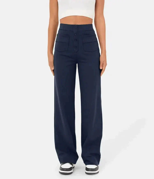 Nica | Stijlvolle High-Waist-broek met knoopdetail