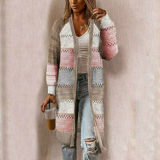 Almuten | Dames Gestreepte Cardigan | Lang
