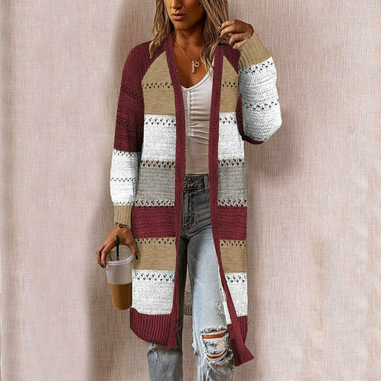 Almuten | Dames Gestreepte Cardigan | Lang