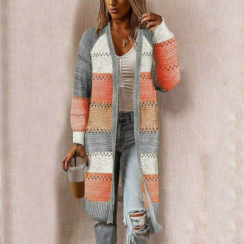 Almuten | Dames Gestreepte Cardigan | Lang