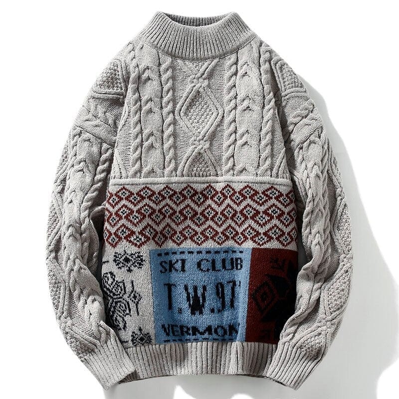 Azrael | Vintage gebreide trui met skiclub-ontwerp