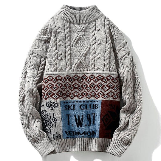 Azrael | Vintage gebreide trui met skiclub-ontwerp