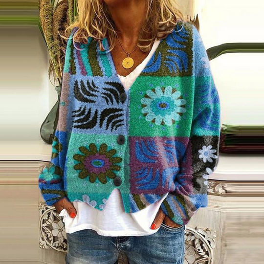 Estelle | Dames Bloemen Knop Dons Vest | Warm