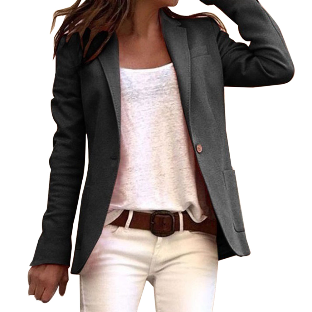 Elegante Jareth Dames Blazer met omkeerbare knoop en smalle snit voor lange mouwen