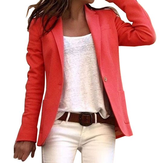 Elegante Jareth Dames Blazer met omkeerbare knoop en smalle snit voor lange mouwen